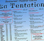La Tentation menu