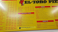 El Toro Pizza Restaurant menu