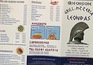 Leonidas Grill Pizzeria menu