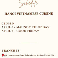 Hanoi Vietnamese Cuisine menu