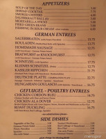 Henry Wahners Lounge menu