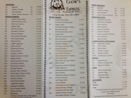 Chow's Express menu
