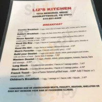 Liz's Kitchen menu