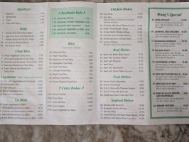 Wong's Grill menu
