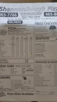 Shannon Dough Pizza menu