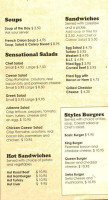 Style's Cafe menu