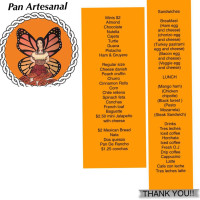 Pan Artesanal Bakery menu