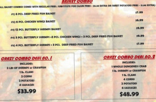 Queen’s Cajun Seafood menu