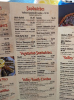 Shawarma Valley menu