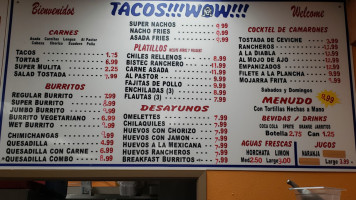 Tacos Wow menu