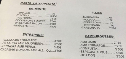 La Xarradeta menu