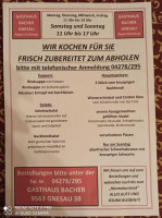 Gasthaus Bacher menu
