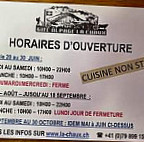 Gite Alpage La Chaux menu