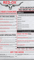 Red Ox Steakhouse menu