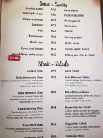 Oaks Pub Grill menu