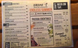 Kokomo Beach Bar Restaurant menu