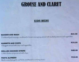 The Grouse And Claret menu