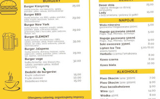 Element Bistro menu