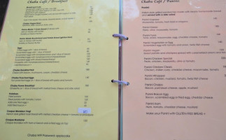 Chaba Cafe And Gallery menu