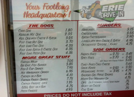 Erie Drive In Restaurant menu