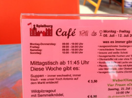 Spielburg Café Wohlfühlen Inbegriffen menu