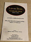 Lucas Brothers Sandwich Shop menu