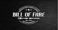 Bill Of Fare