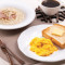 fǎng bào sī huǒ tuǐ sī tāng tōng fěn． chǎo dàn shredded mock abalone ham w macaroni in soup． scrambled eggs